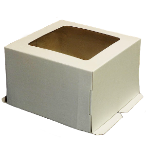 Г2 302 Коробка для торта 300*300*300 с окном бел/бел 1/25